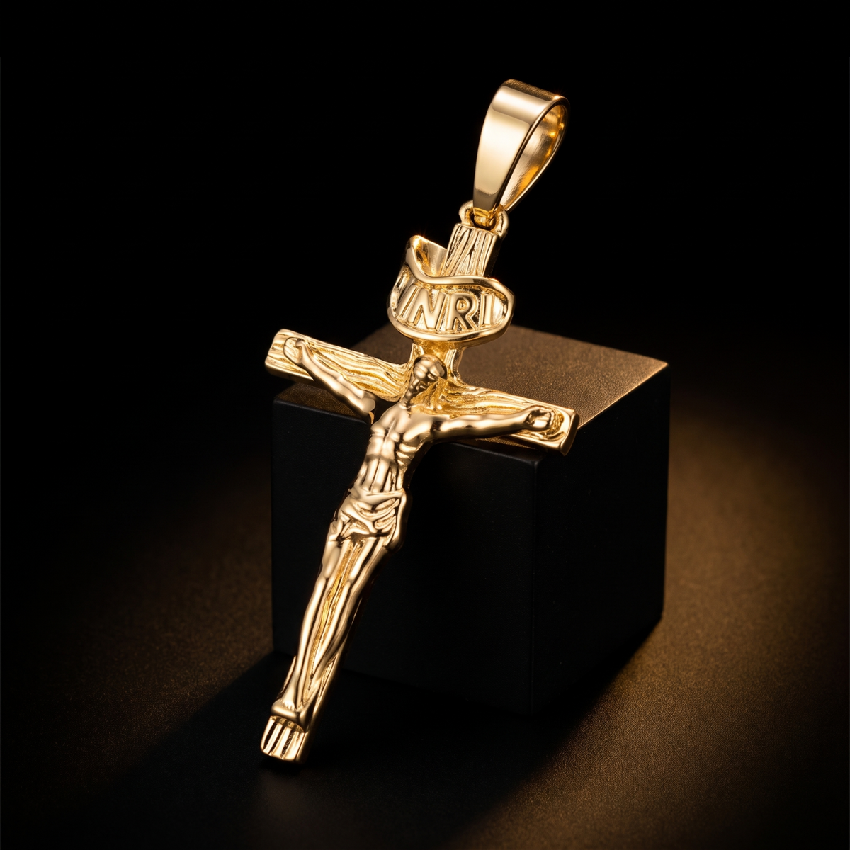 INRI Jesus Crucifix Cross Pendant Religious - 14k Gold Vermeil Silver or Brass