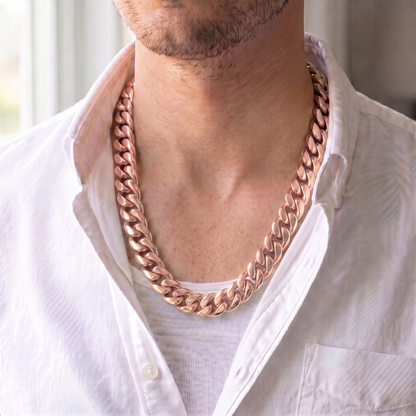 16mm 14k Rose Gold Plated Stainless Steel Miami Cuban Link Chain Necklace 16-30”