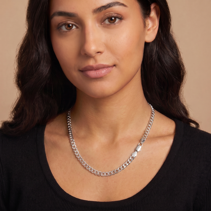 14k White Gold 5mm Curb Cuban Chain Necklace