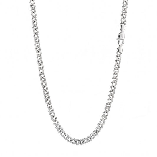 14k White Gold 6mm Curb Cuban Chain Necklace