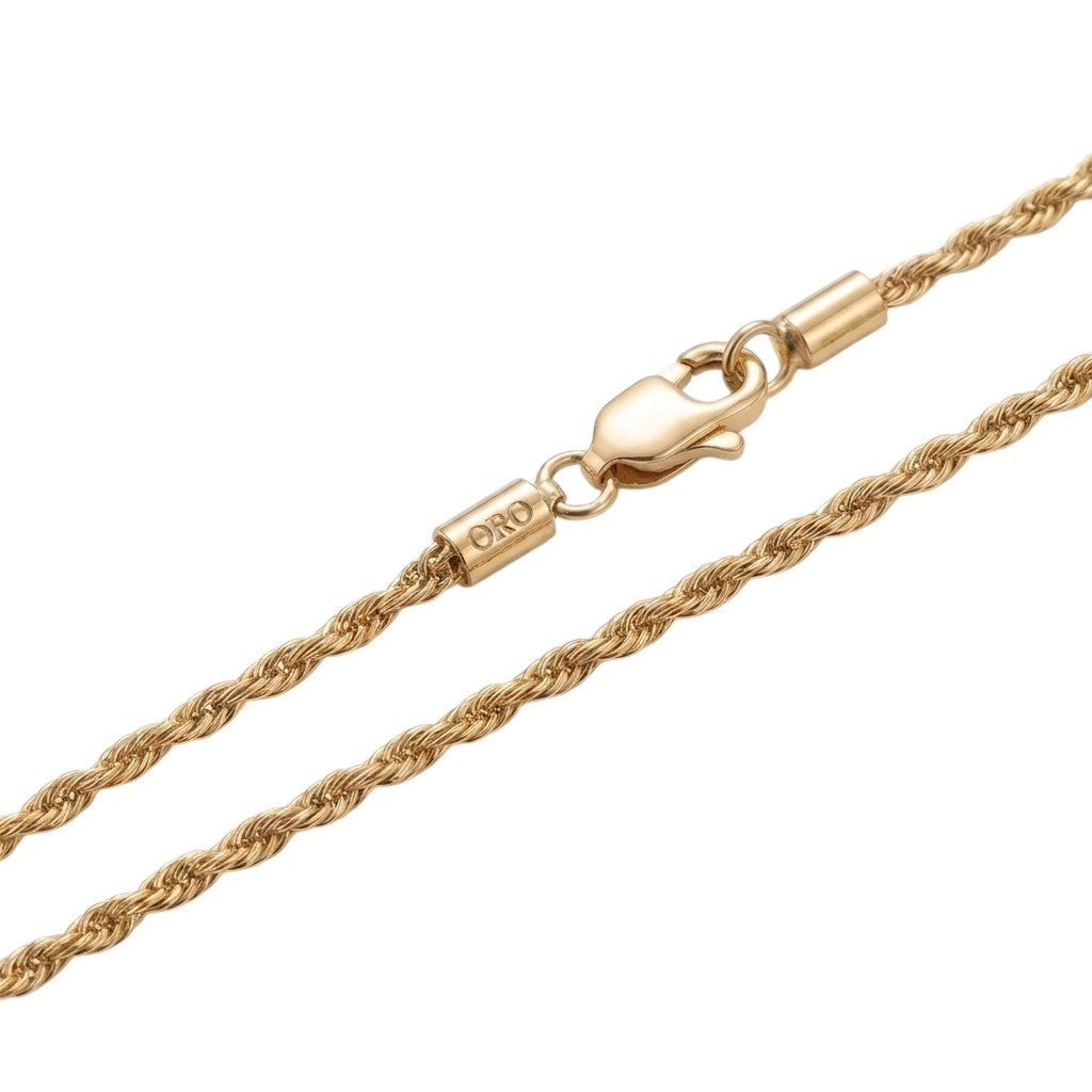 14k Gold 4mm Rope Chain Necklace