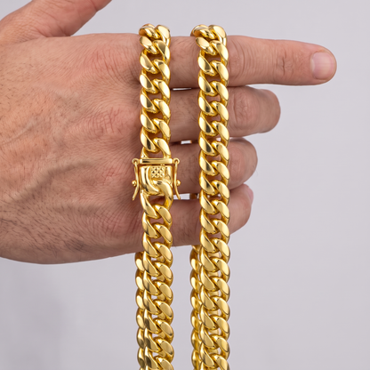 18k Gold 12mm Miami Cuban Chain Necklace