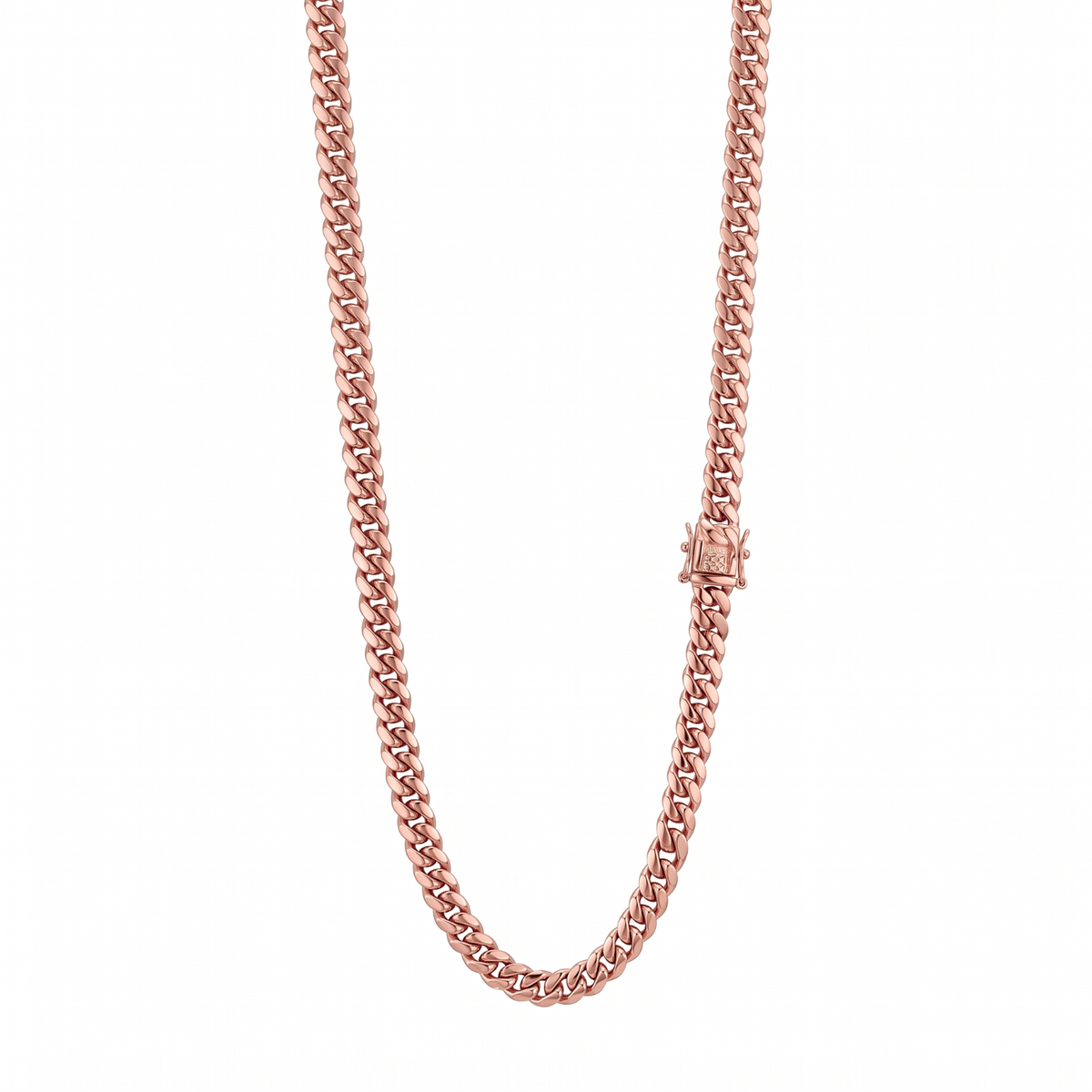4mm 14k Rose Gold Plated Stainless Steel Miami Cuban Link Chain Necklace 16"-30”