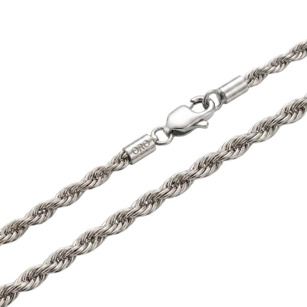 14k White Gold 3mm Rope Chain Necklace