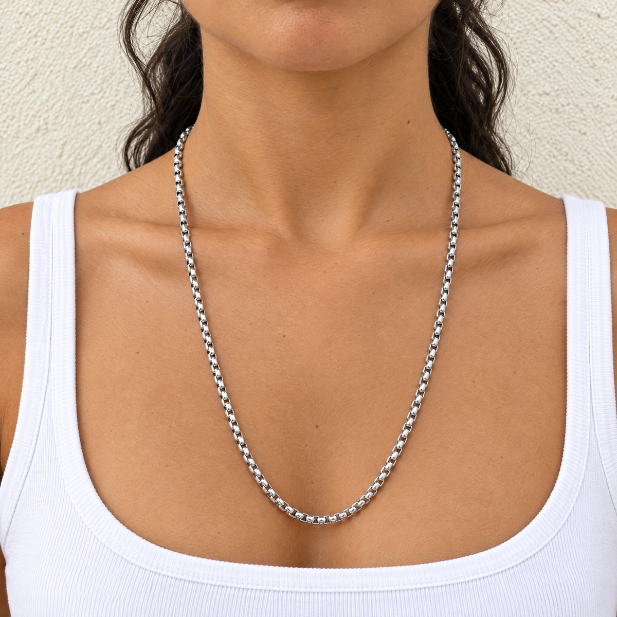 14k White Gold 4mm Box Chain Necklace