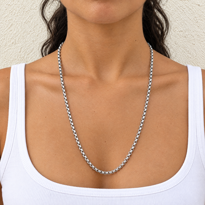 14k White Gold 4mm Box Chain Necklace