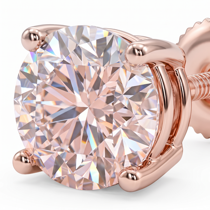 14k Rose Gold 5mm Diamond Earrings - Screwback or Pushback - Pair