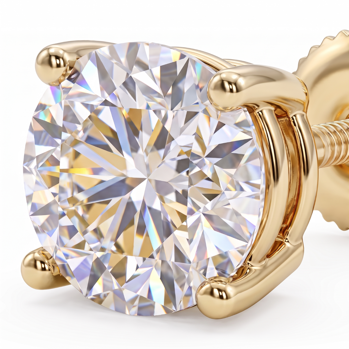 14k Gold 3mm Diamond Earrings - Screwback or Pushback - Pair