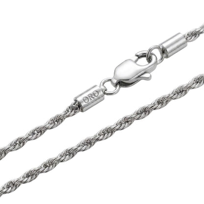 14k White Gold 2mm Rope Chain Necklace