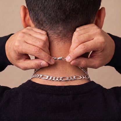 14k White Gold 8mm Figaro Chain Necklace