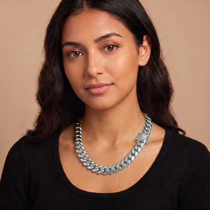 14k White Gold 14mm Miami Cuban Chain Necklace