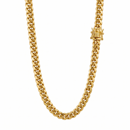18k Gold 8mm Miami Cuban Chain Necklace