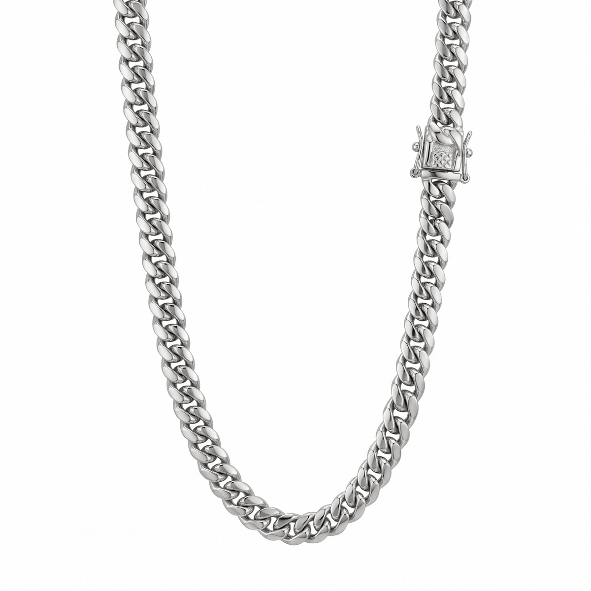 14k White Gold 8mm Miami Cuban Chain Necklace