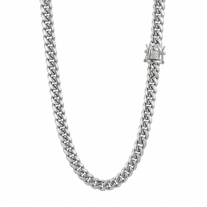 14k White Gold 8mm Miami Cuban Chain Necklace