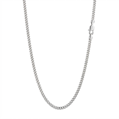 14k White Gold 3mm Curb Cuban Chain Necklace