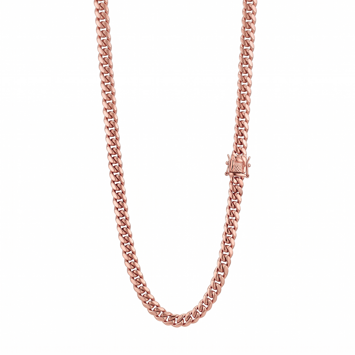 5mm 14k Rose Gold Plated Stainless Steel Miami Cuban Link Chain Necklace 16"-30”