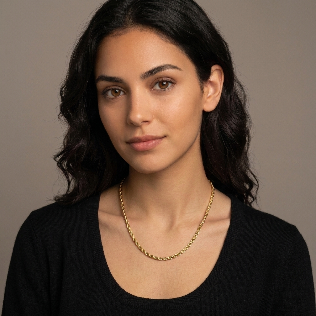 14k Gold 3mm Rope Chain Necklace