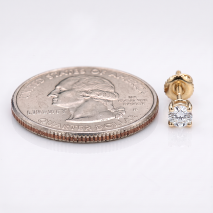 14k Gold 4mm Diamond Earrings - Screwback or Pushback - Pair