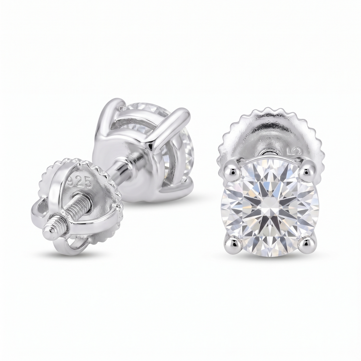 14k Gold 3mm Diamond Earrings - Screwback or Pushback - Pair