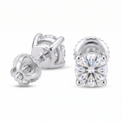 14k Gold 3mm Diamond Earrings - Screwback or Pushback - Pair