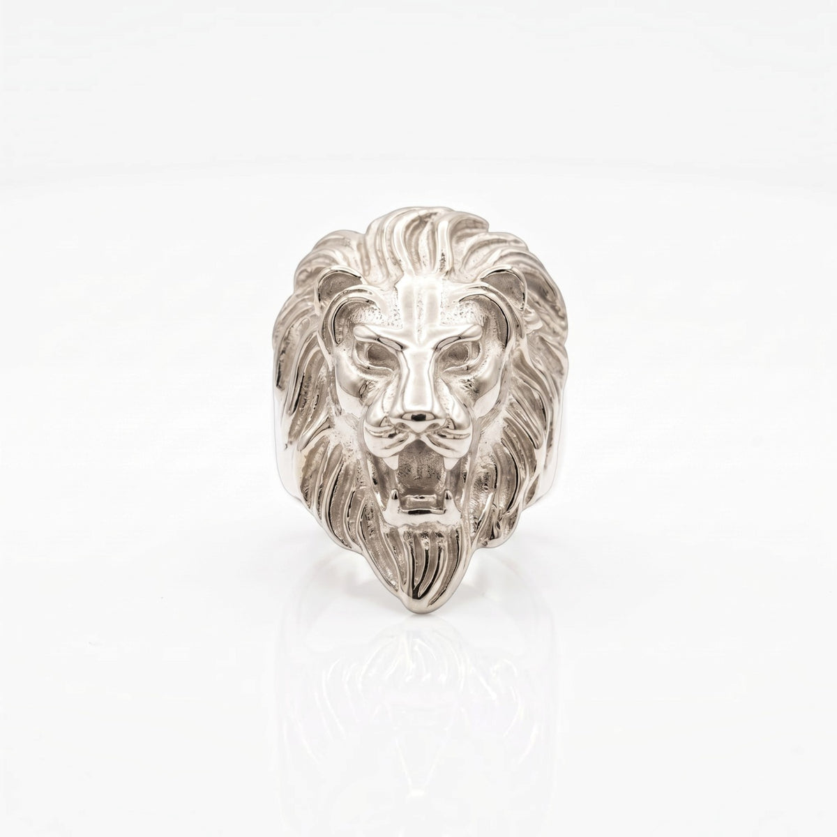 14k White Gold Custom Lion Ring