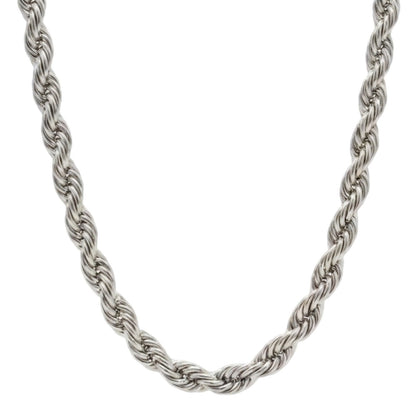 14k White Gold 6mm Rope Chain Necklace
