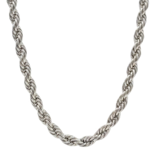 14k White Gold 6mm Rope Chain Necklace