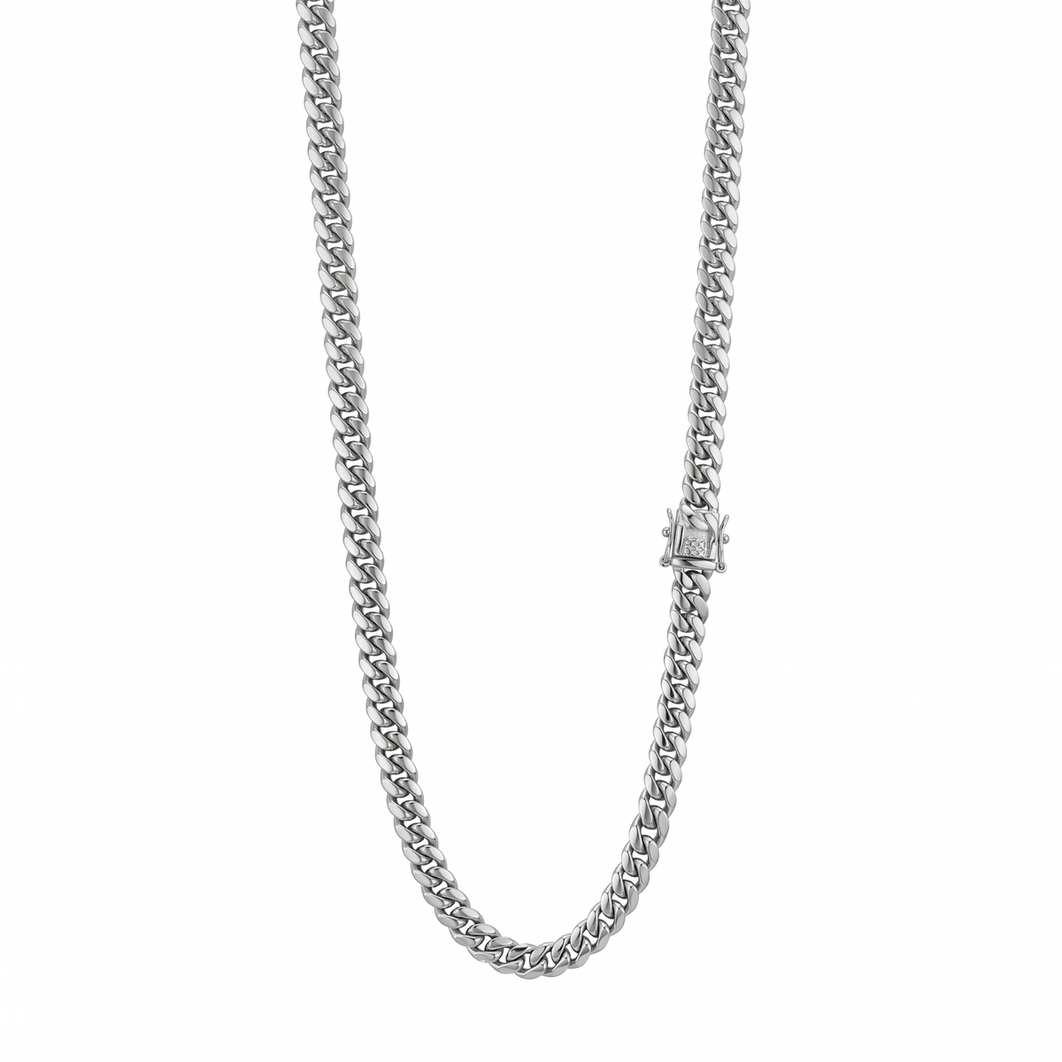 14k White Gold 4mm Miami Cuban Chain Necklace