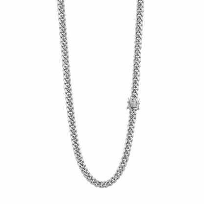 14k White Gold 4mm Miami Cuban Chain Necklace