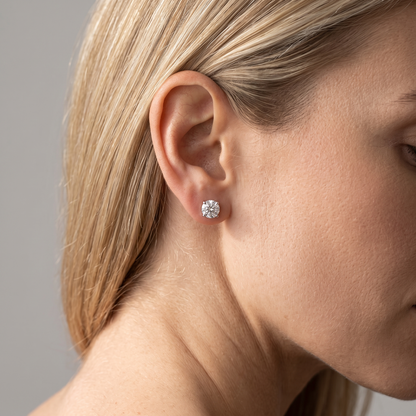 14k Gold 6.5mm Diamond Earrings - Screwback or Pushback - Pair