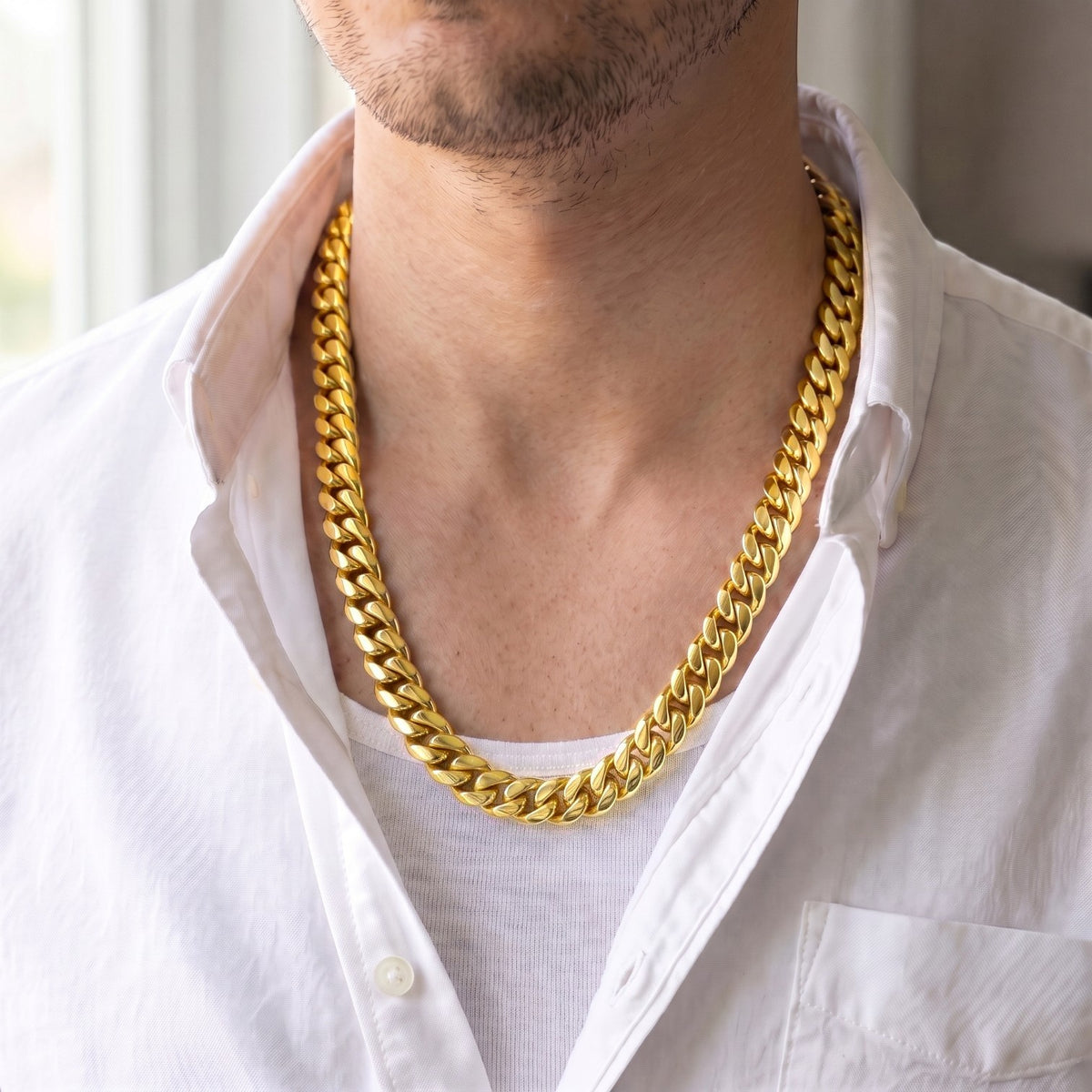 18k Gold 12mm Miami Cuban Chain Necklace