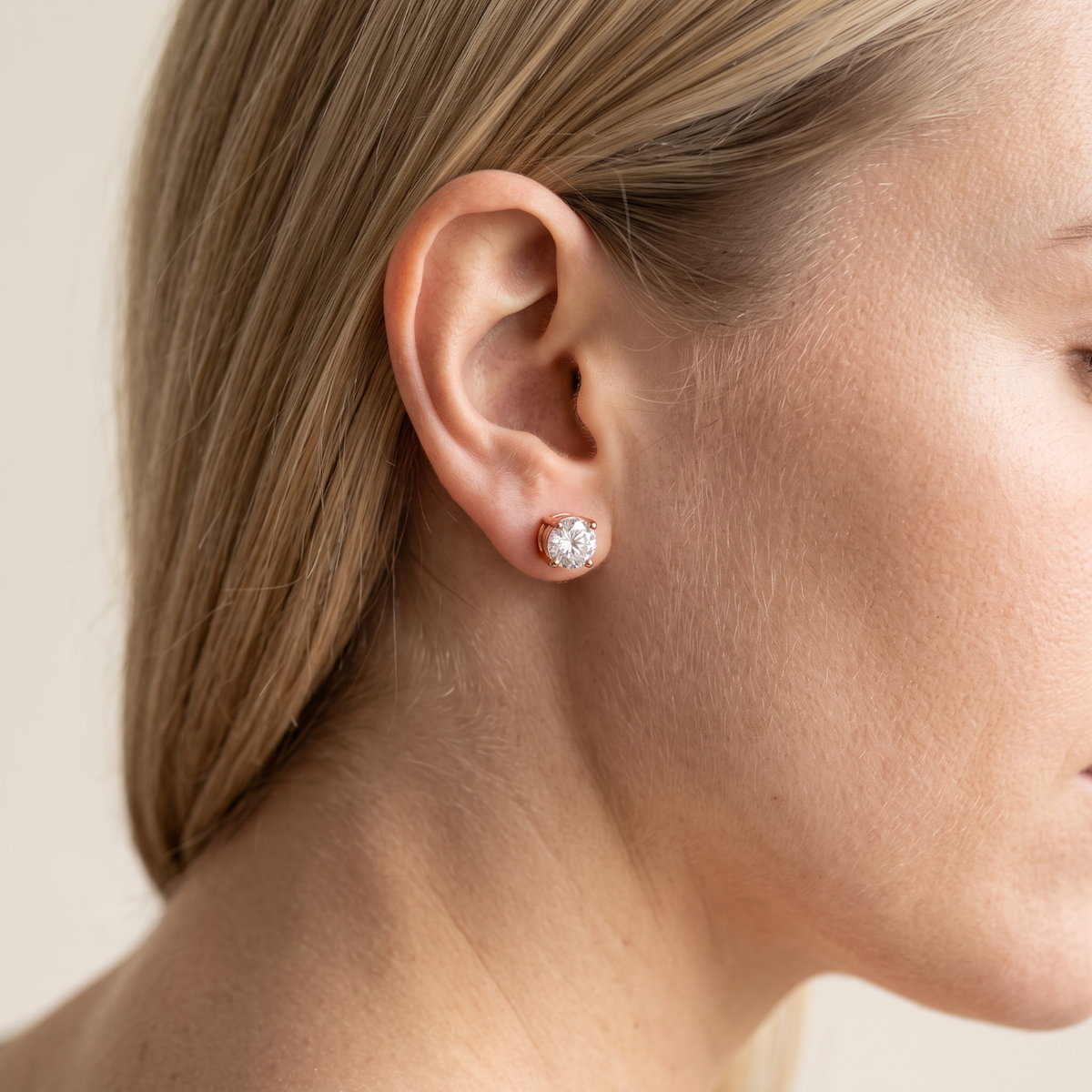 14k Rose Gold 5mm Diamond Earrings - Screwback or Pushback - Pair