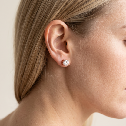 14k Rose Gold 5mm Diamond Earrings - Screwback or Pushback - Pair