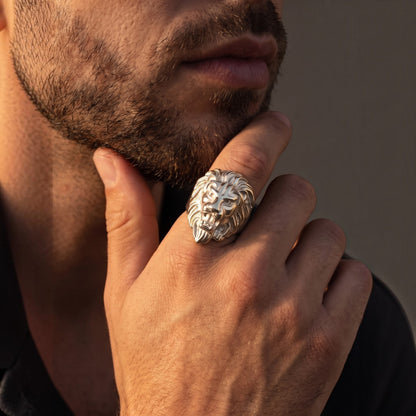 14k White Gold Custom Lion Ring