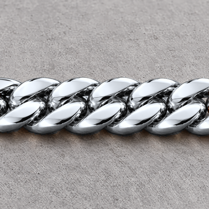 14k White Gold 14mm Miami Cuban Chain Necklace Diamond Clasp