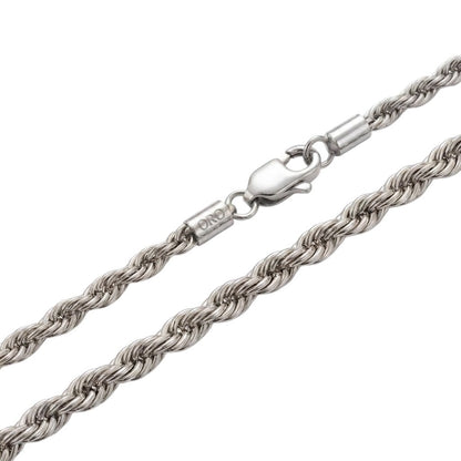 14k White Gold 5mm Rope Chain Necklace
