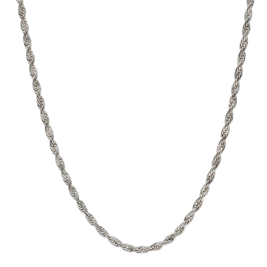 14k White Gold 3mm Rope Chain Necklace