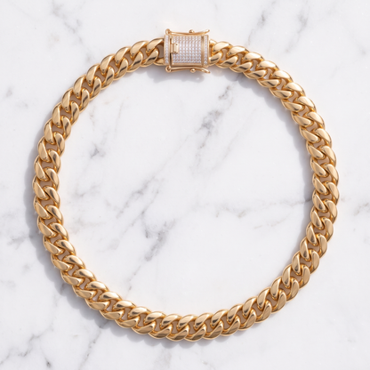14k Gold 10mm Miami Cuban Chain Necklace Diamond Clasp