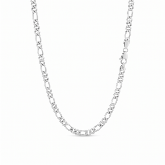 14k White Gold 8mm Figaro Chain Necklace