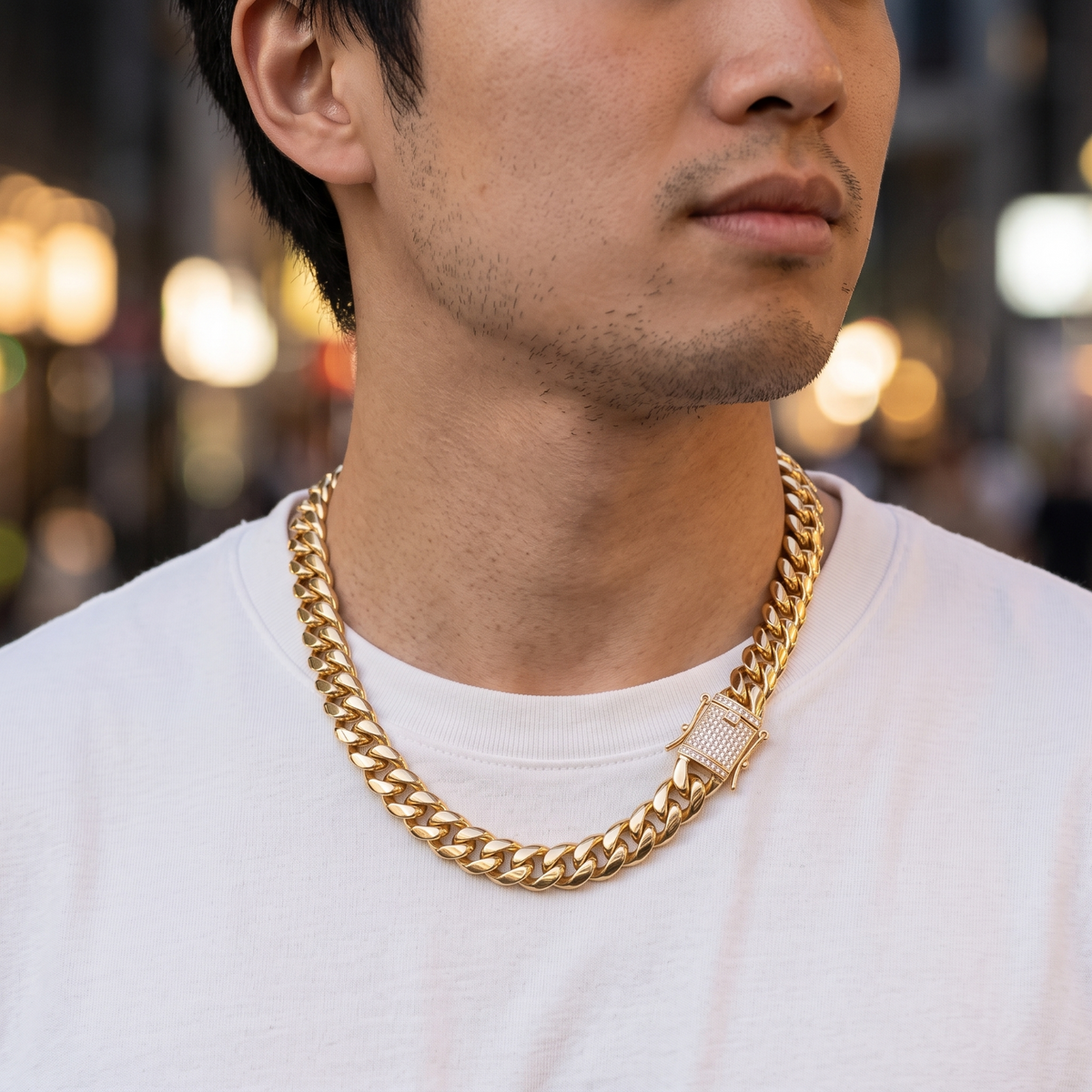 14k Gold 10mm Miami Cuban Chain Necklace Diamond Clasp