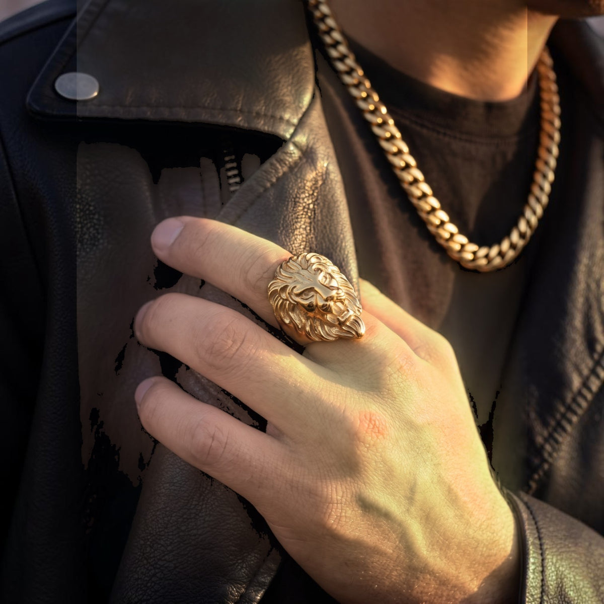14k Gold Custom Lion Gold Ring