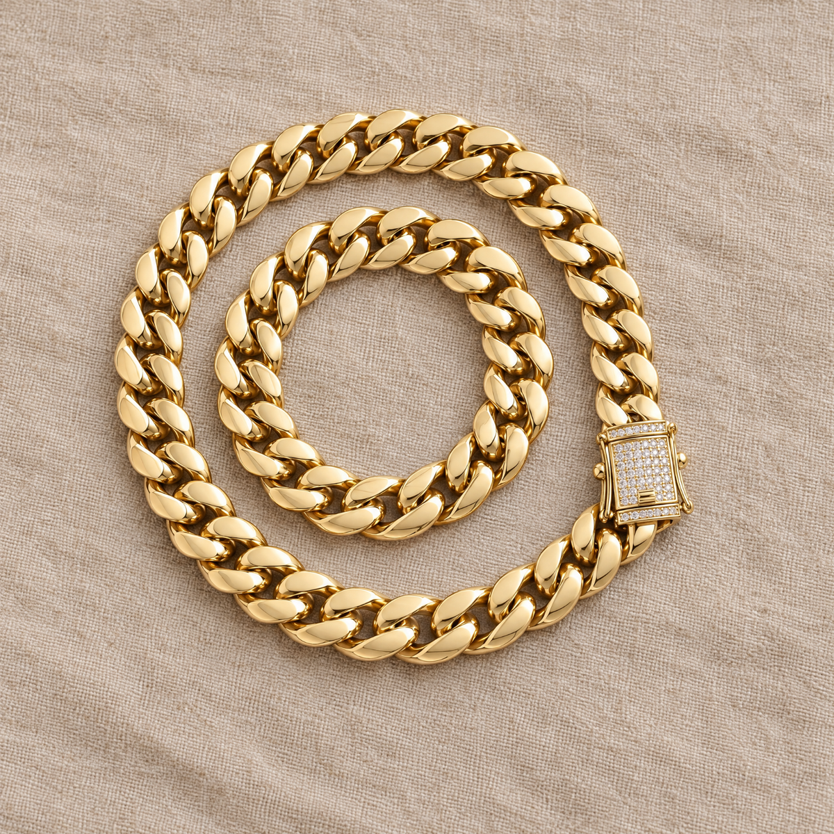14k Gold 12mm Miami Cuban Chain Necklace Diamond Clasp