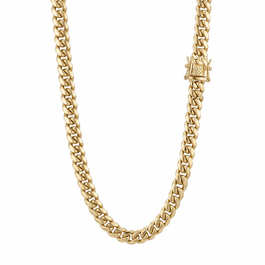14k Gold 8mm Miami Cuban Chain Necklace