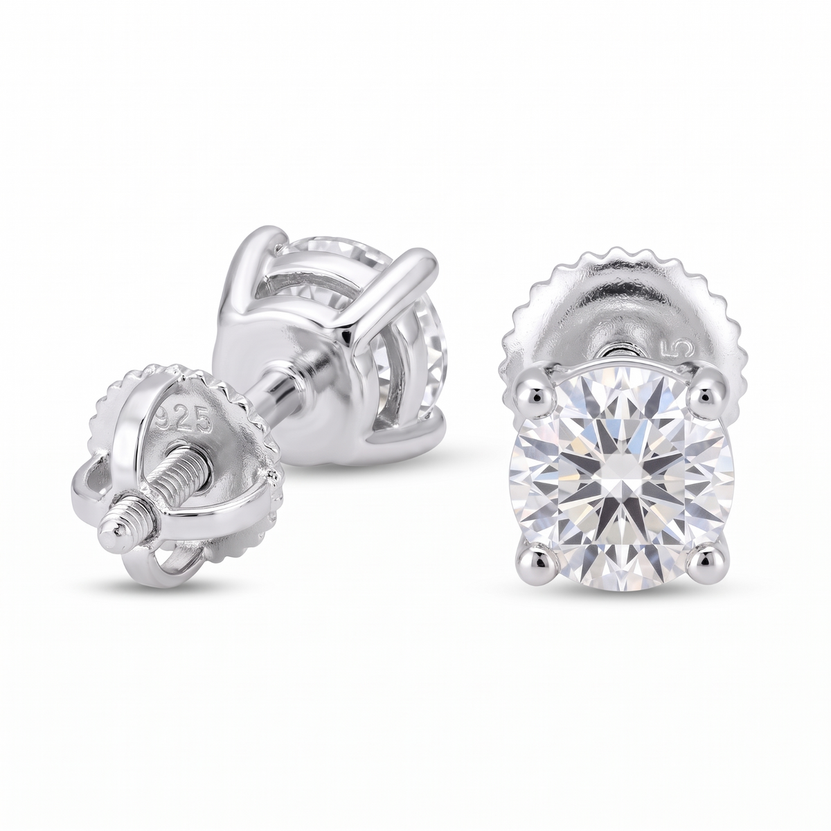 14k Gold 4mm Diamond Earrings - Screwback or Pushback - Pair