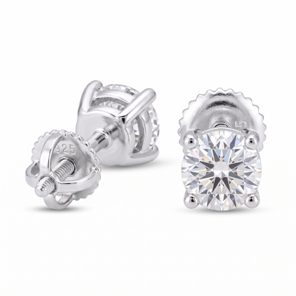 14k Gold 4mm Diamond Earrings - Screwback or Pushback - Pair
