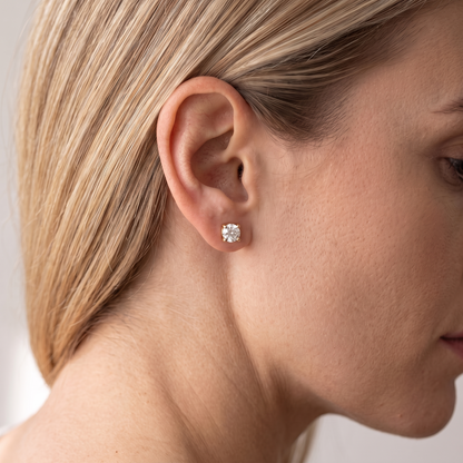 14k Gold 4mm Diamond Earrings - Screwback or Pushback - Pair