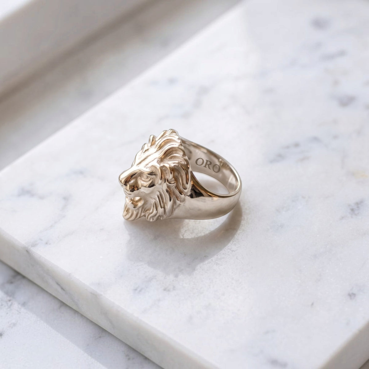 14k White Gold Custom Lion Ring