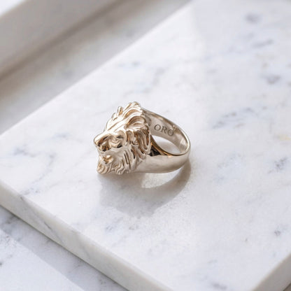 14k White Gold Custom Lion Ring