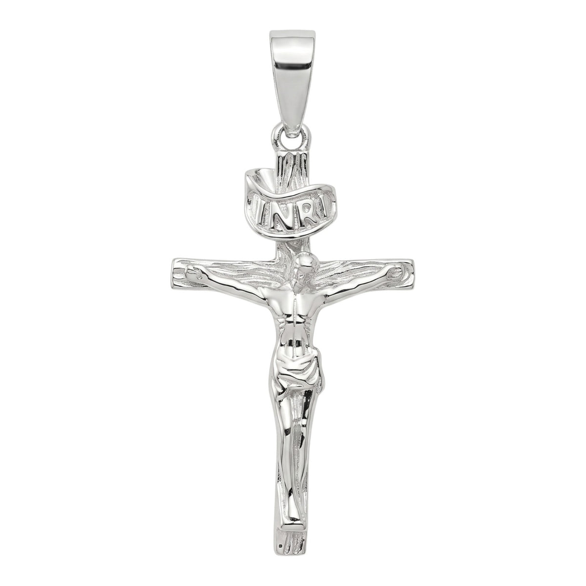 Men's INRI Jesus Crucifix Cross Pendant Christian Religious - Silver or Brass