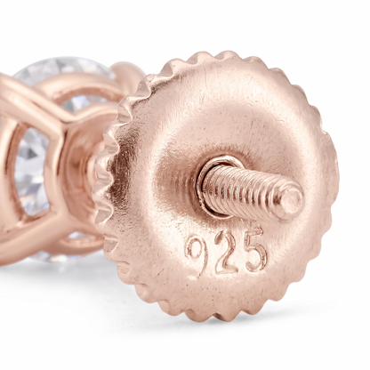 14k Rose Gold 4mm Diamond Earrings - Screwback or Pushback - Pair